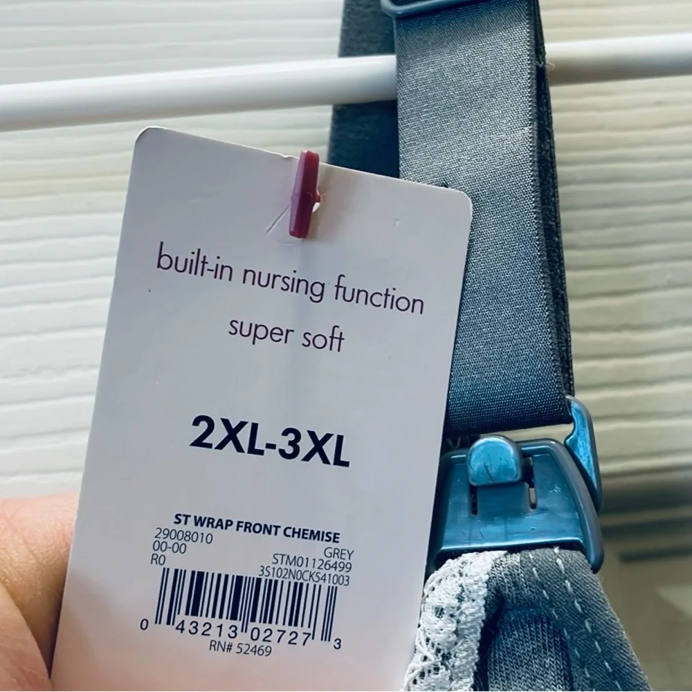 Secret Treasures Gray and White Lace Trim Chemise - Picture 2 of 7